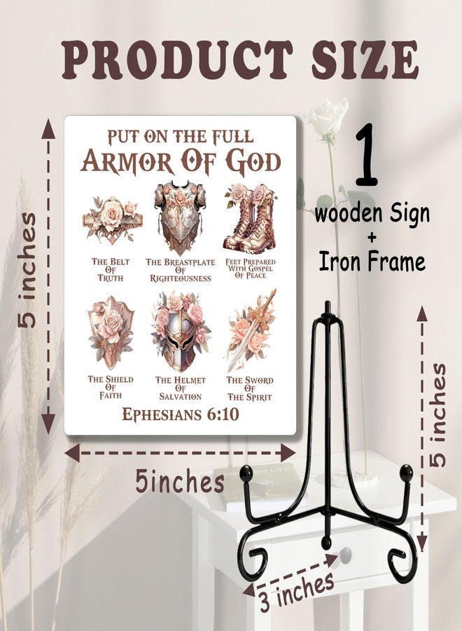 ukebobo Armor of God Sign, Rustic Christian Decor, Farmhouse Home Office Decor, Inspirational Christian Gifts for Women Men, Vintage Decoration for Living Room Bedroom Bathroom, 5" x 5"-271 - Image 2